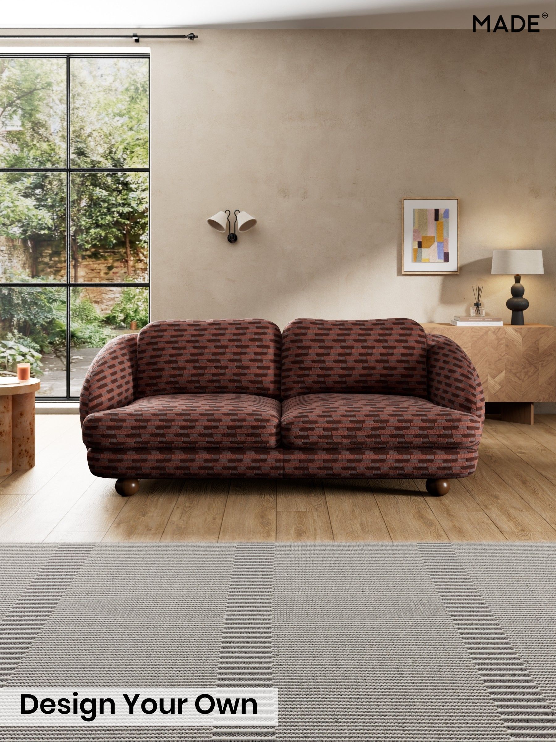 Balcony Woven Geo/Burgundy Red - Madris By Made