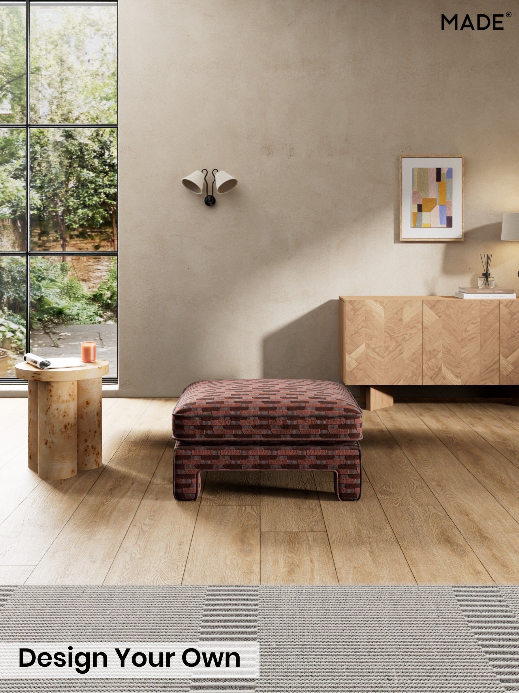 Balcony Woven Geo/Burgundy Red - Holloway By Made