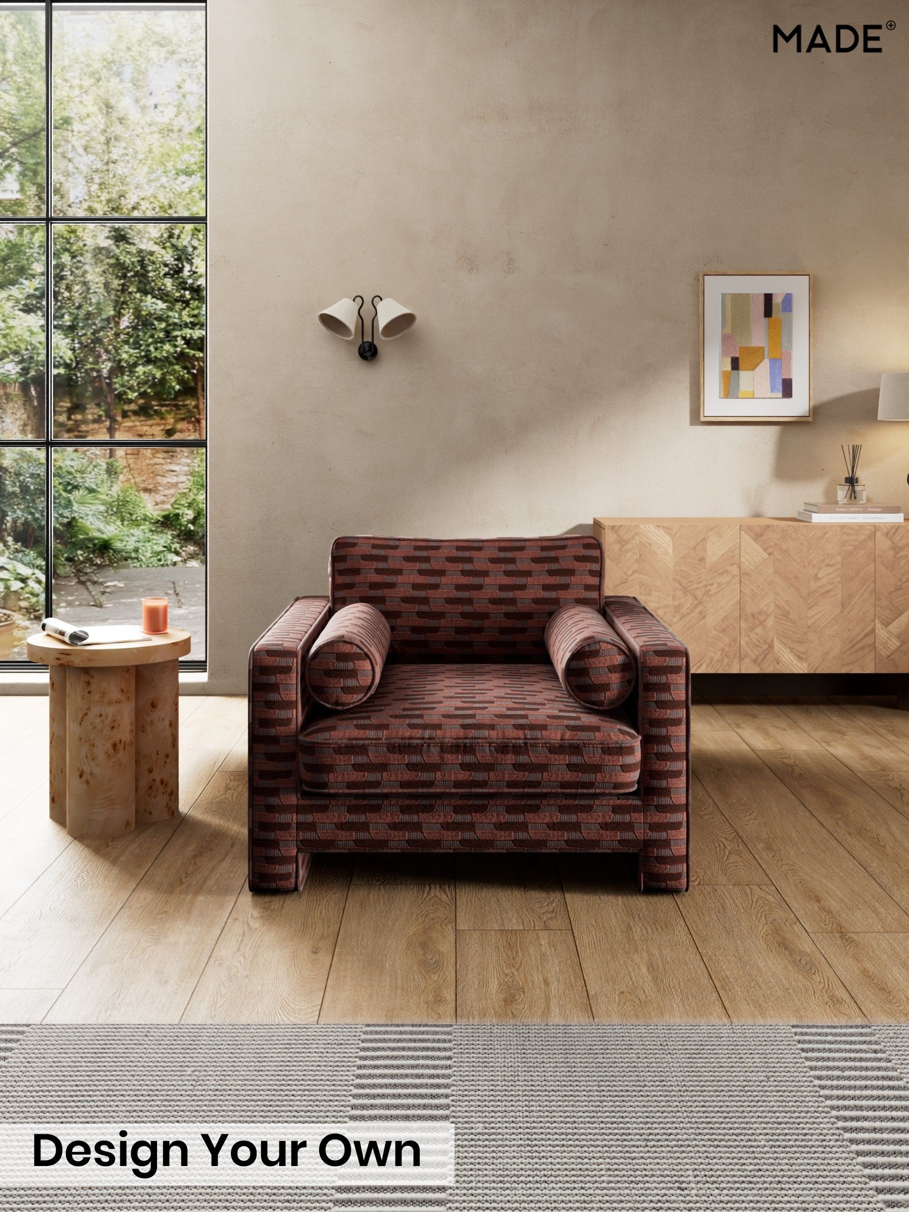 Balcony Woven Geo/Burgundy Red - Holloway By Made