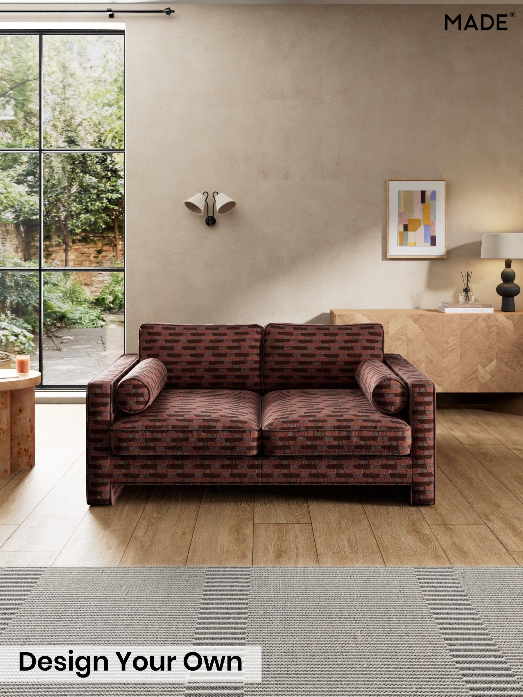 Balcony Woven Geo/Burgundy Red - Holloway By Made