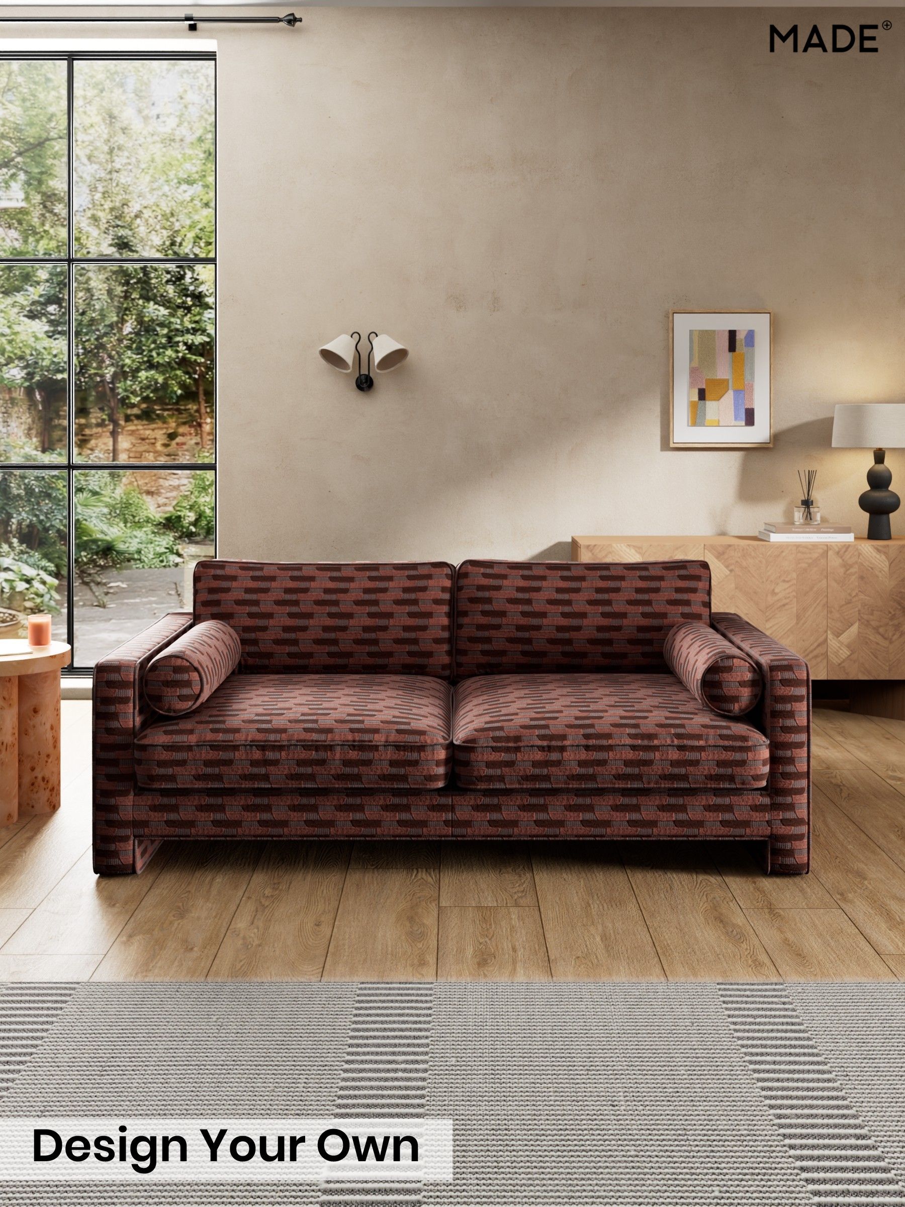 Balcony Woven Geo/Burgundy Red - Holloway By Made