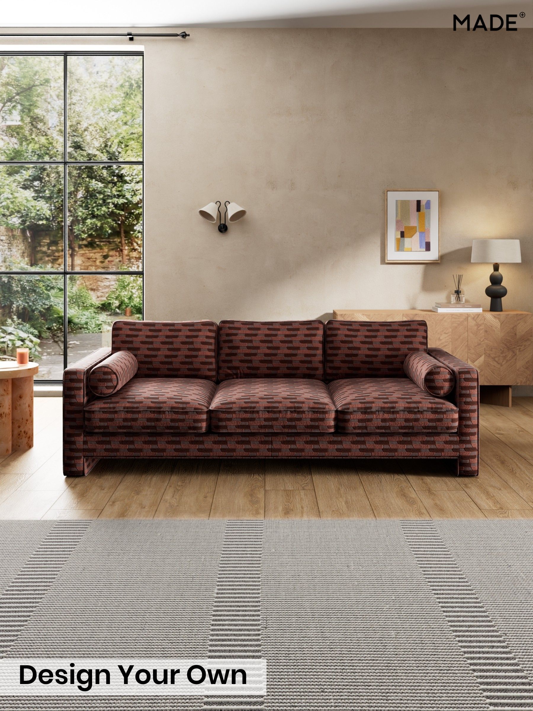 Balcony Woven Geo/Burgundy Red - Holloway By Made