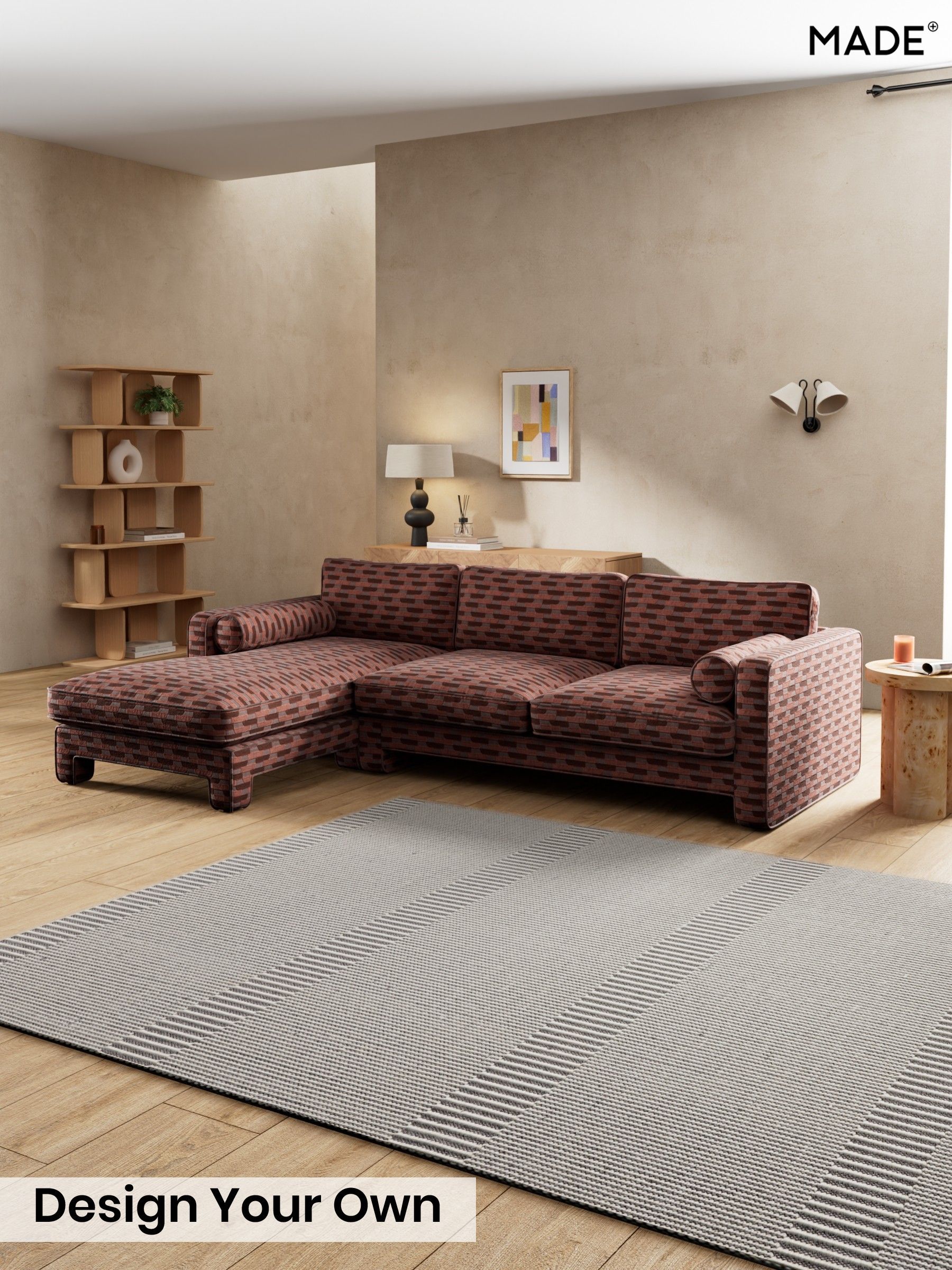 Balcony Woven Geo/Burgundy Red - Holloway By Made