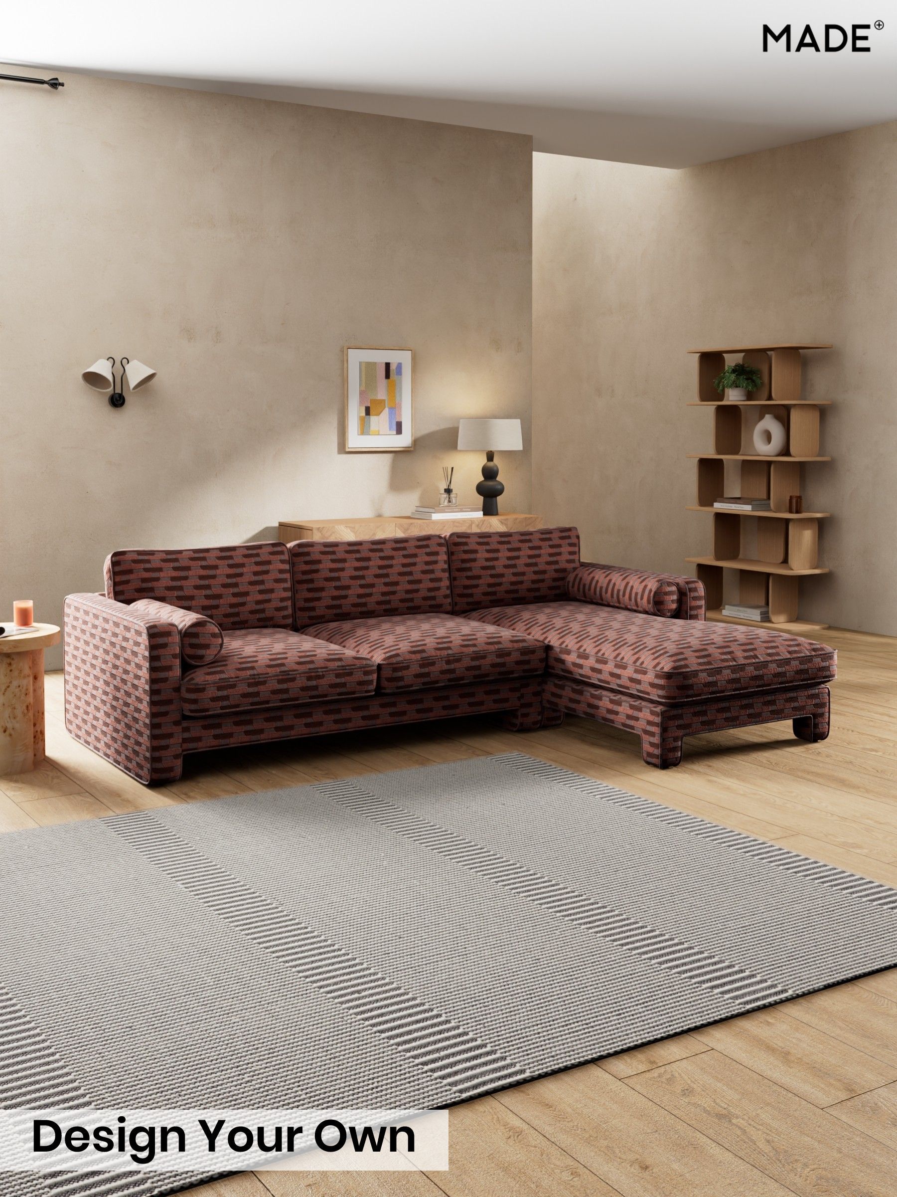 Balcony Woven Geo/Burgundy Red - Holloway By Made