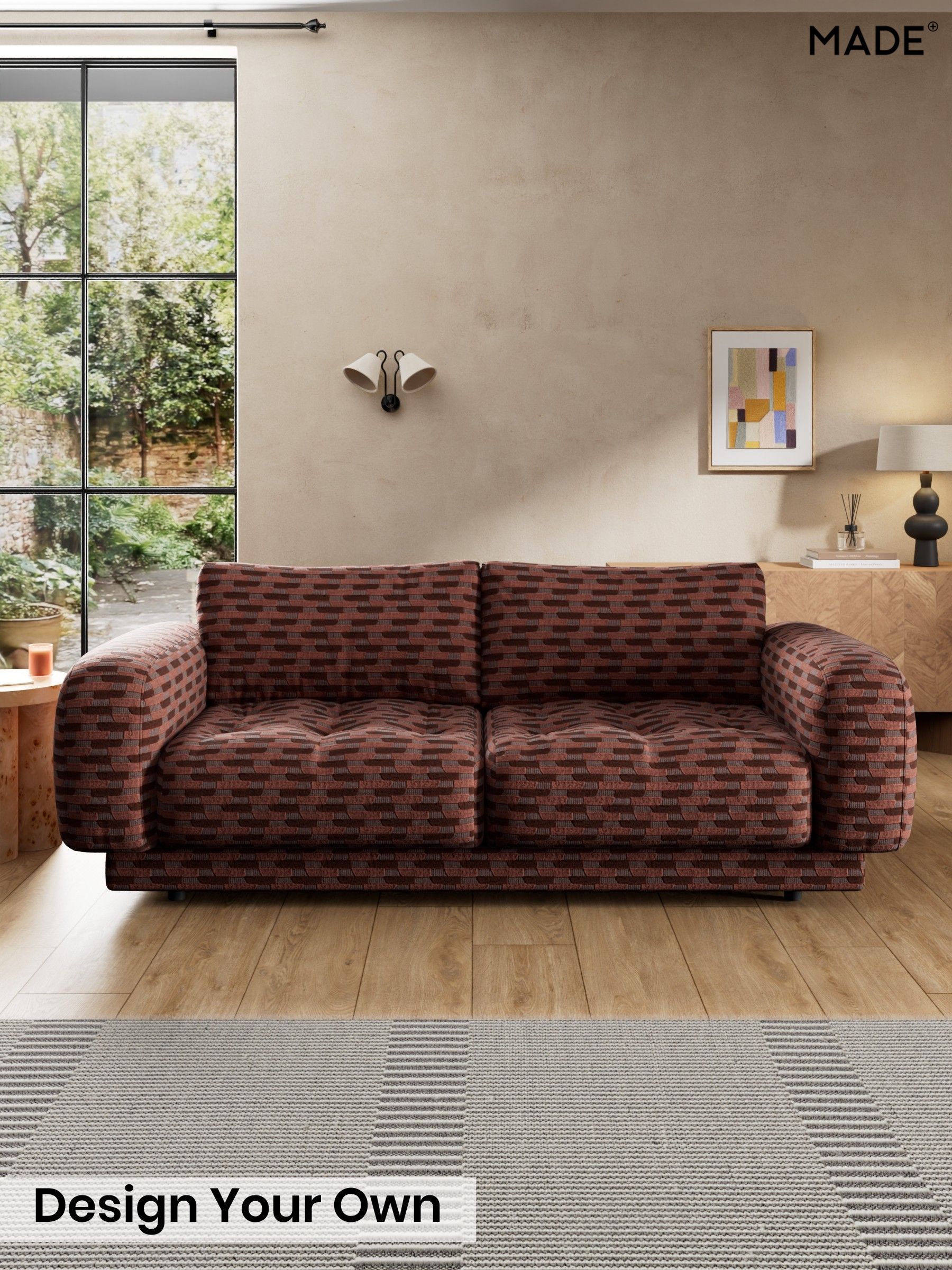 Balcony Woven Geo/Burgundy Red - Flint By Made