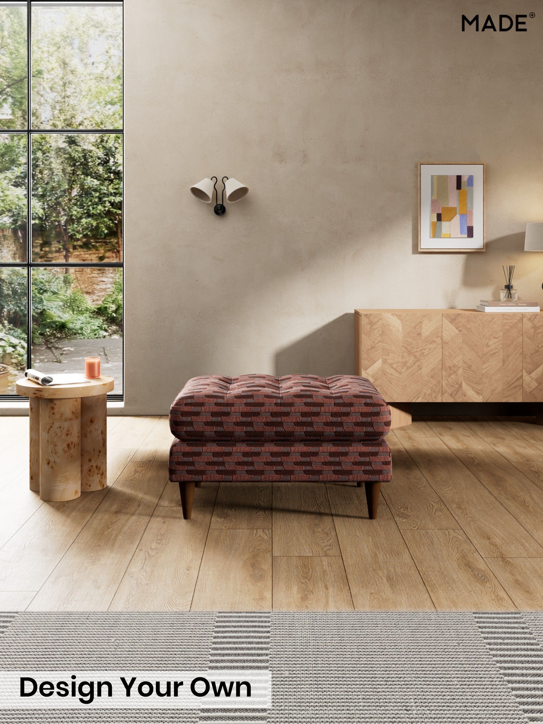 Balcony Woven Geo/Burgundy Red - Scott By Made