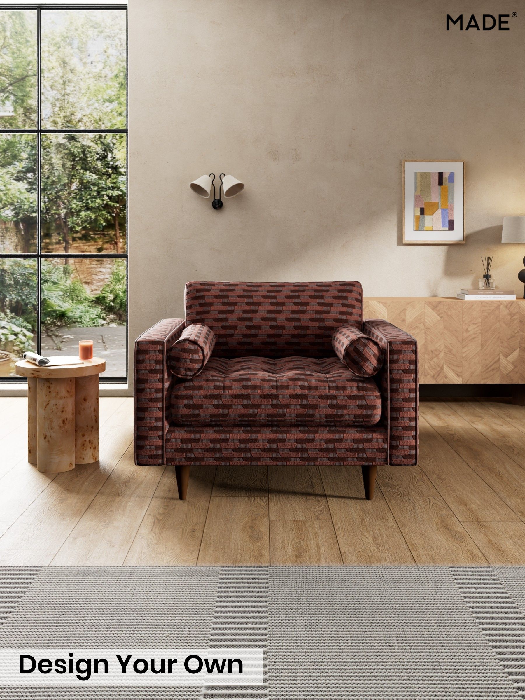 Balcony Woven Geo/Burgundy Red - Scott By Made