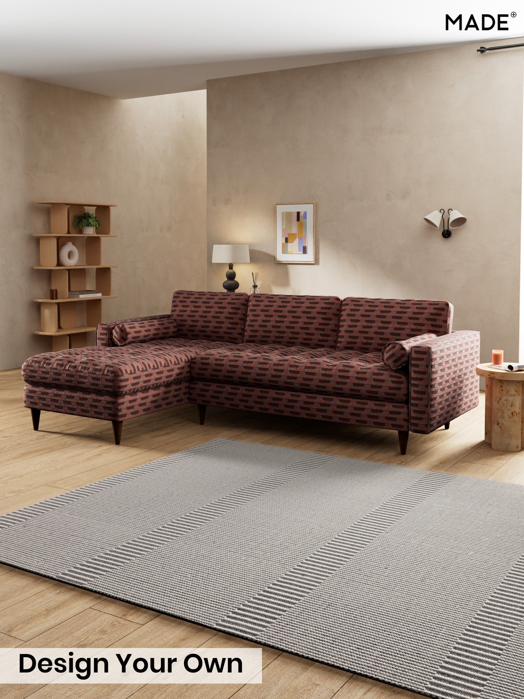 Balcony Woven Geo/Burgundy Red - Scott By Made