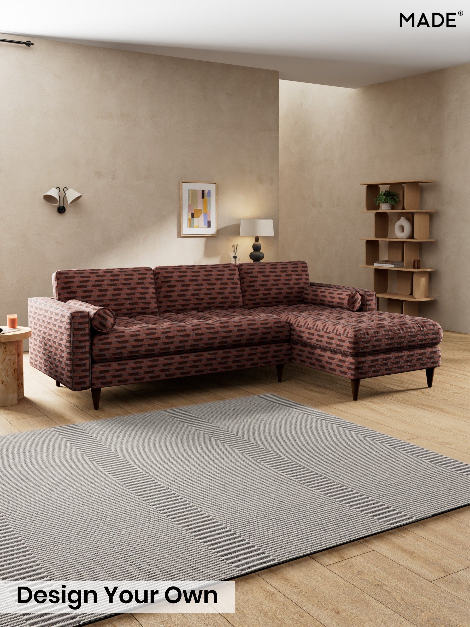Balcony Woven Geo/Burgundy Red - Scott By Made