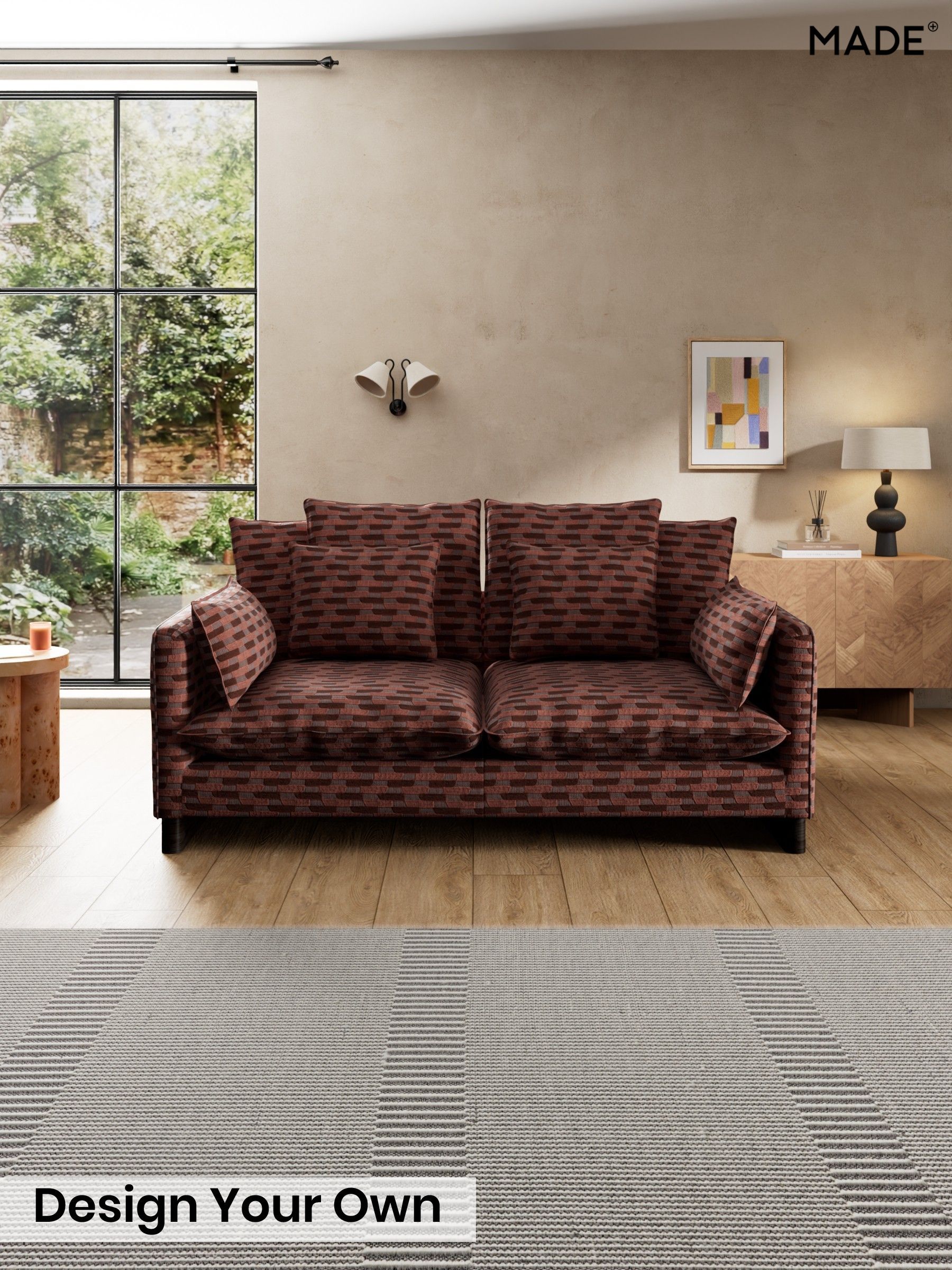 Balcony Woven Geo/Burgundy Red - Whitby Scatter Back By Made