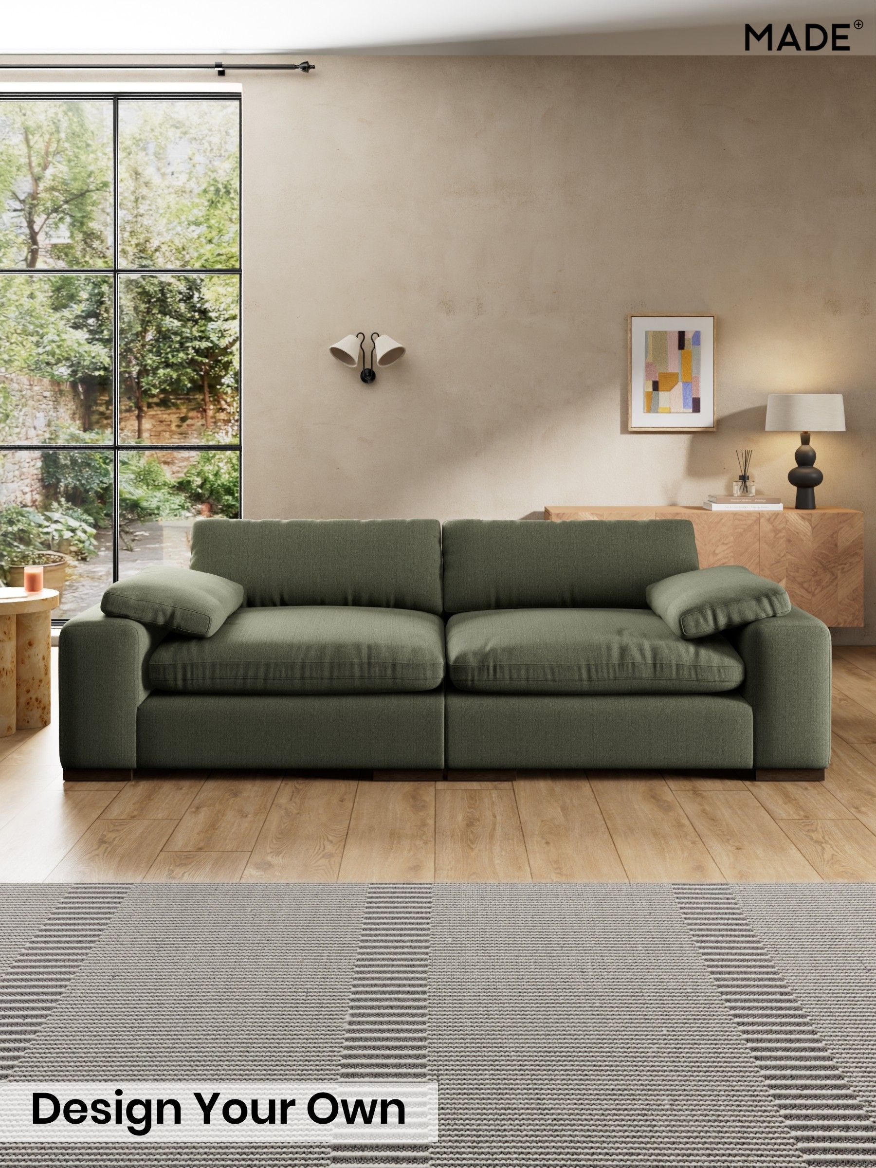Textured Slub Weave/Soft Olive Green - Melbourne Luxe By Made