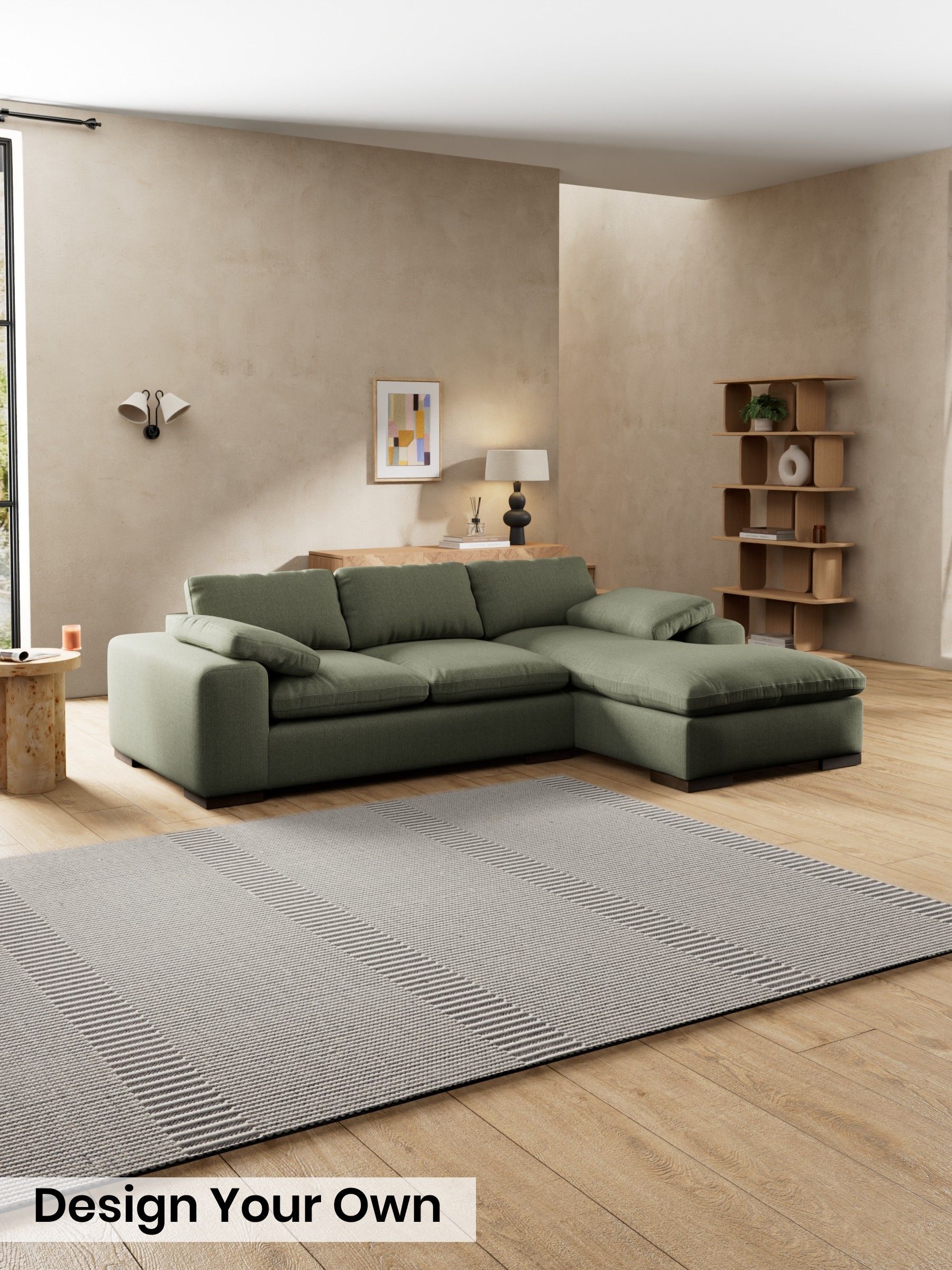Textured Slub Weave/Soft Olive Green - Melbourne Luxe By Made