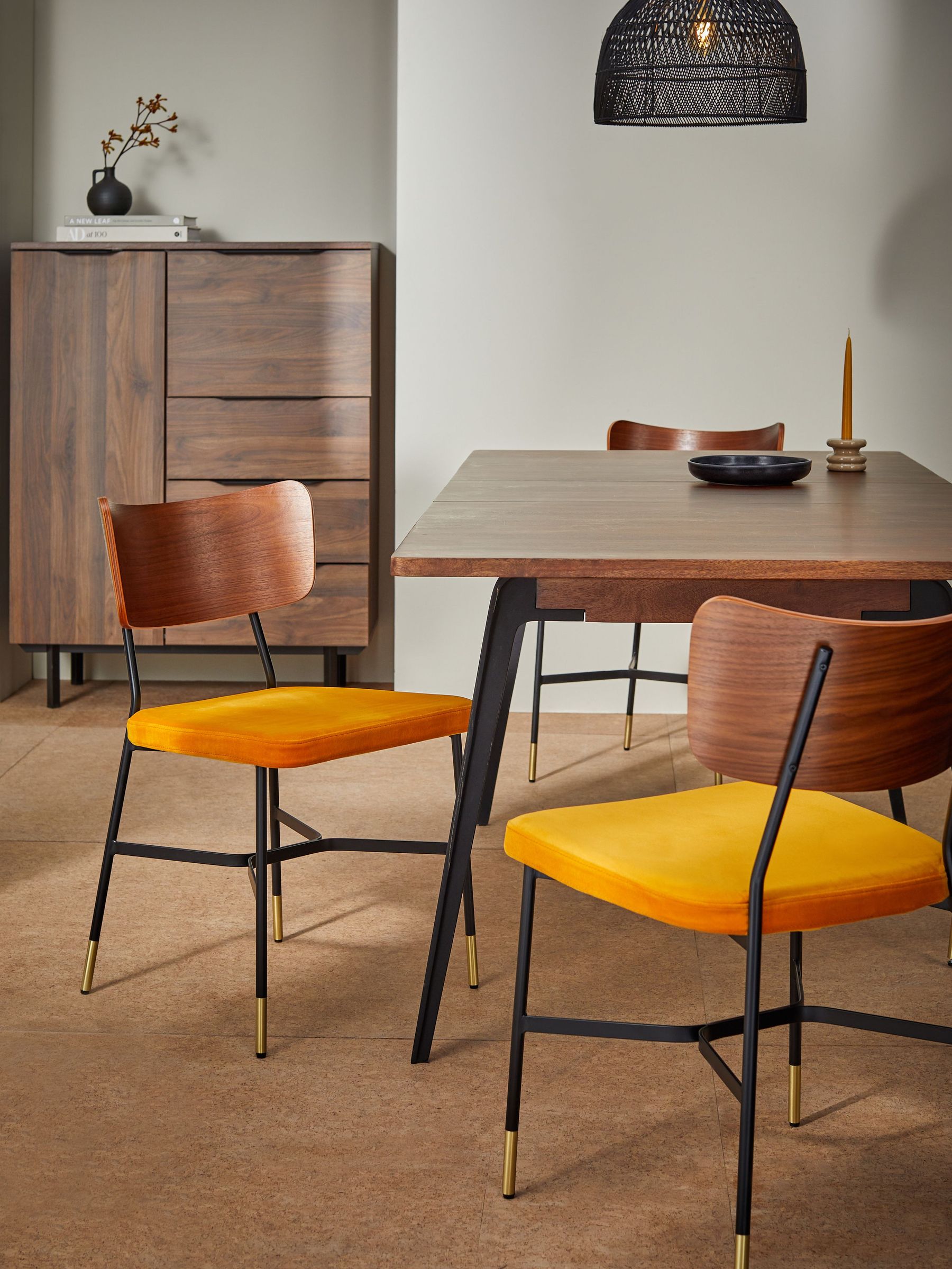 Set of 2 Amalyn Dining Chairs in Velvet in Ochre Yellow (Q79358) | £349