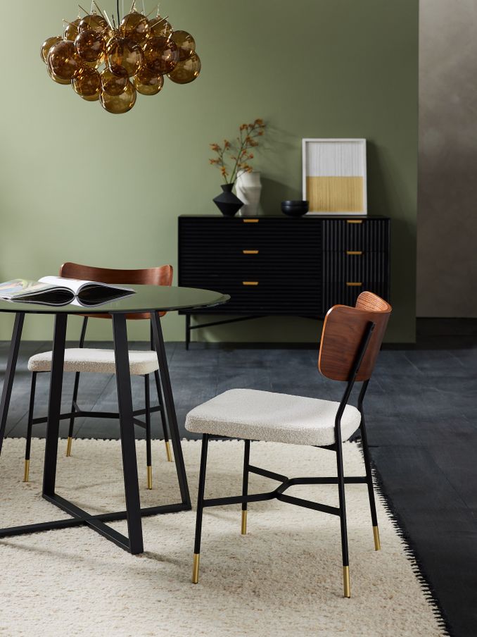 Set of 2 Amalyn Dining Chairs in Velvet in White Boucle (Q79368) | £349