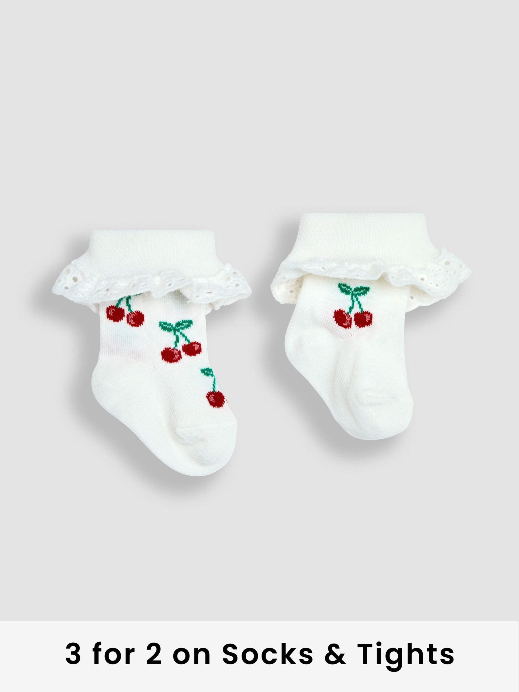 Cream Cherry 2-Pack Frilly Socks (Q80262) | £9.50