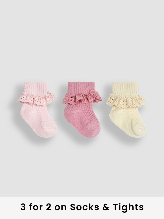 Pink 3-Pack Frilly Socks (Q80266) | £9.50