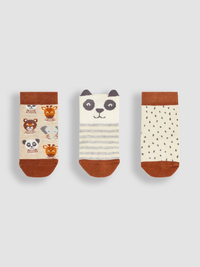 Grey 3-Pack Safari Socks (Q80282) | £4
