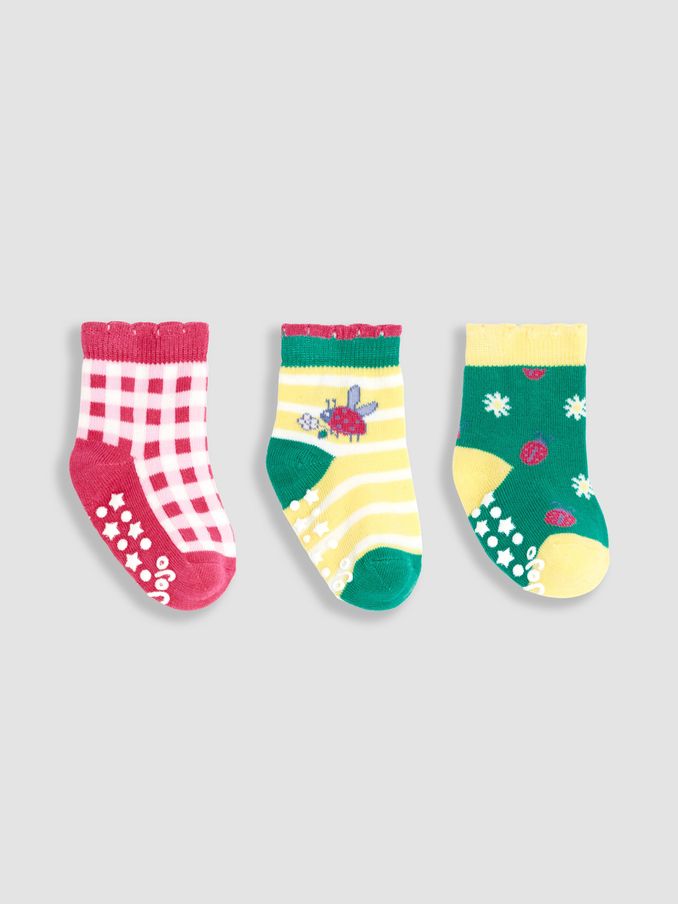 Green 3-Pack Ladybird Socks (Q80299) | £4