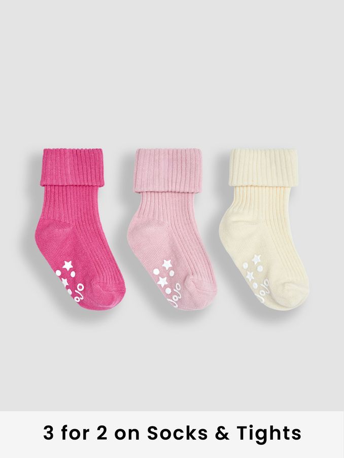 Pink 3-Pack Ribbed Socks (Q80305) | £9.50