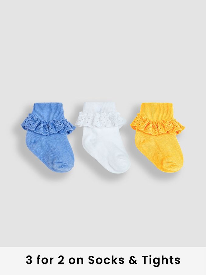 Blue 3-Pack Frilly Socks (Q80317) | £9.50