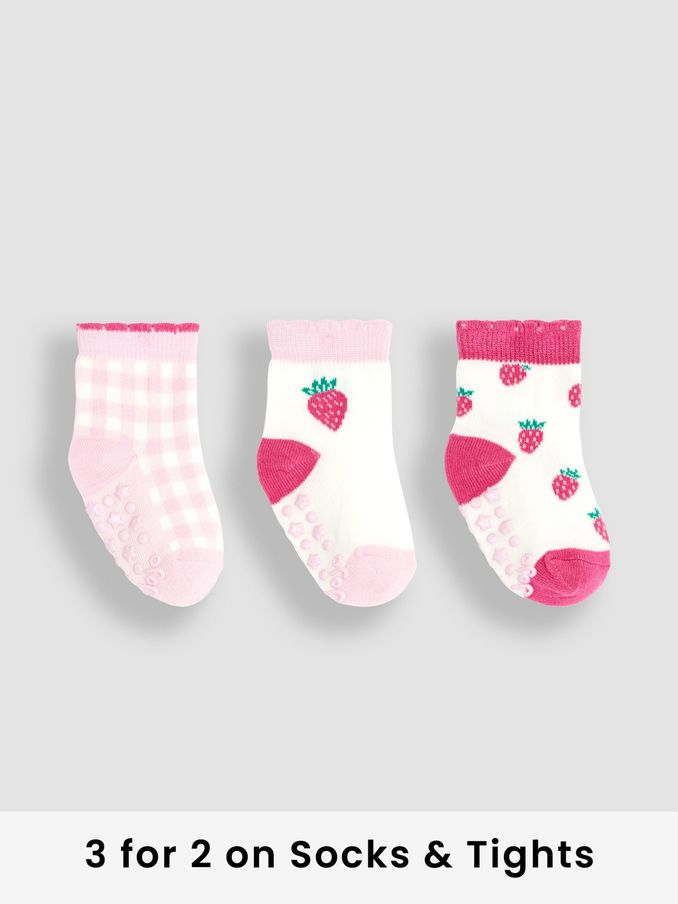 Pink Strawberry 3-Pack Fruit Socks (Q80318) | £9.50