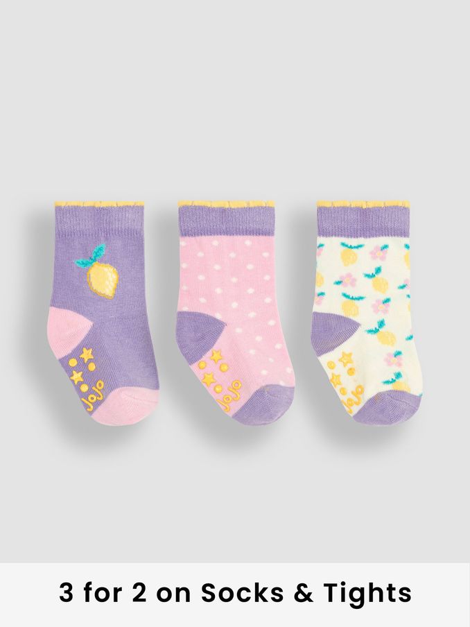 Lilac Purple Lemon 3-Pack Fruit Socks (Q80327) | £9.50