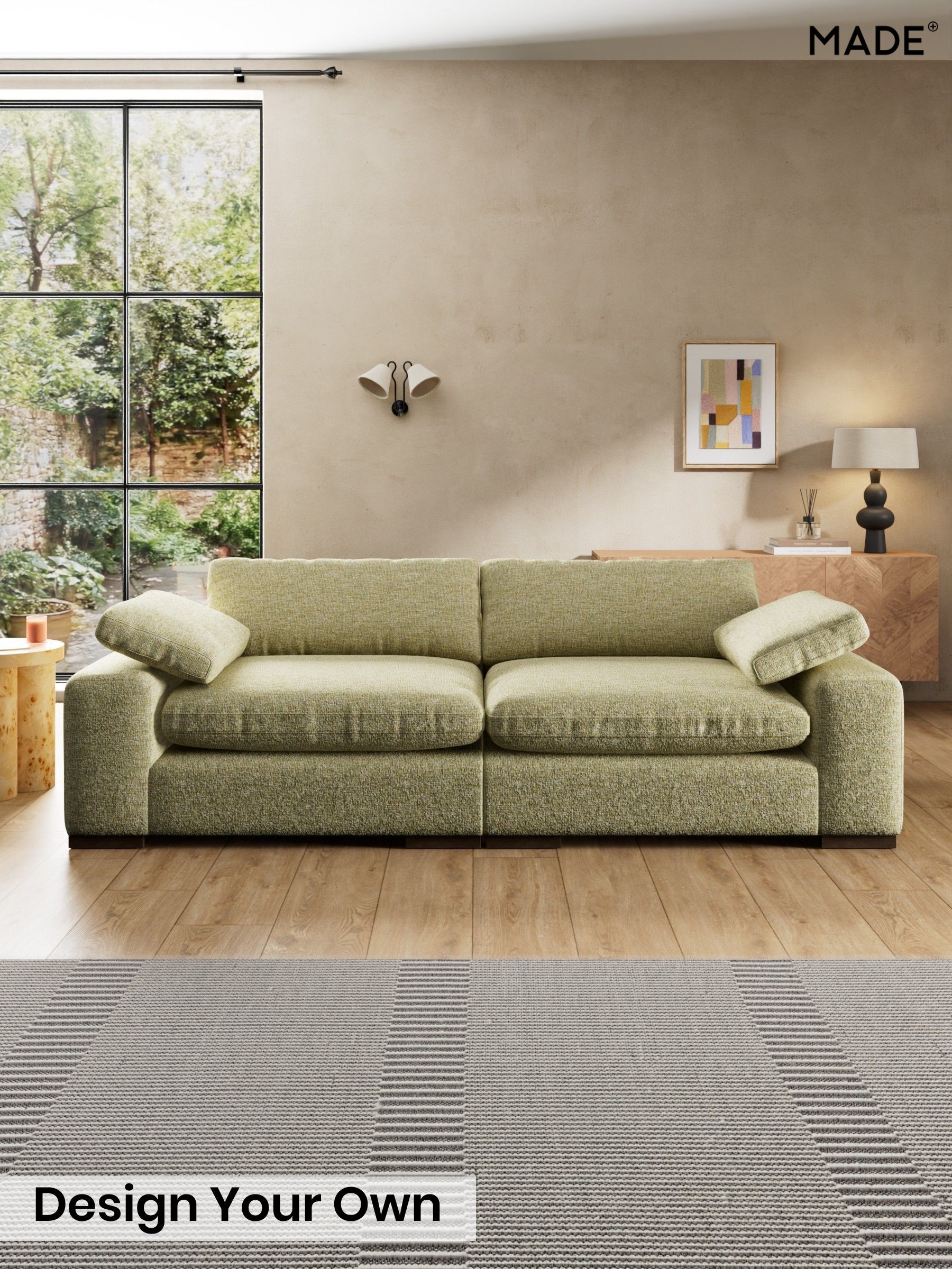 Boucle Textured Weave/Pale Fir Green - Melbourne By Made