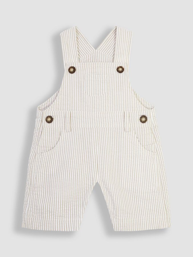 Natural Seersucker Stripe Dungarees (Q80687) | £19