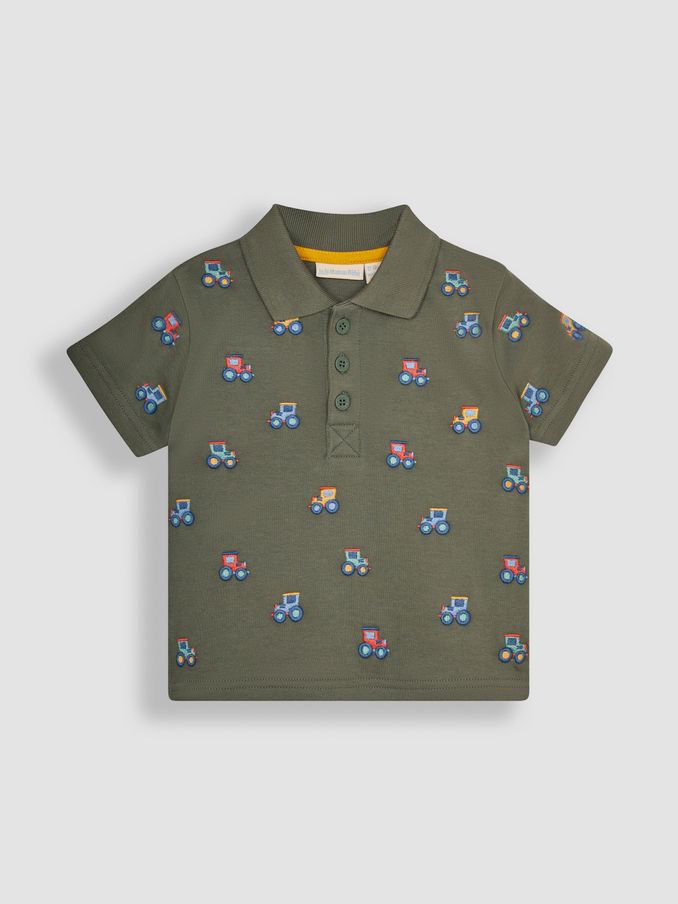 Khaki Green Embroidered Short Sleeve Embroidered Polo Shirt (Q81714) | £7