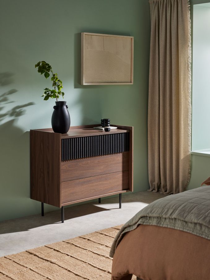 Blaze 3 Drawer Chest of Drawers in Dark Walnut Effect (Q82859) | £329