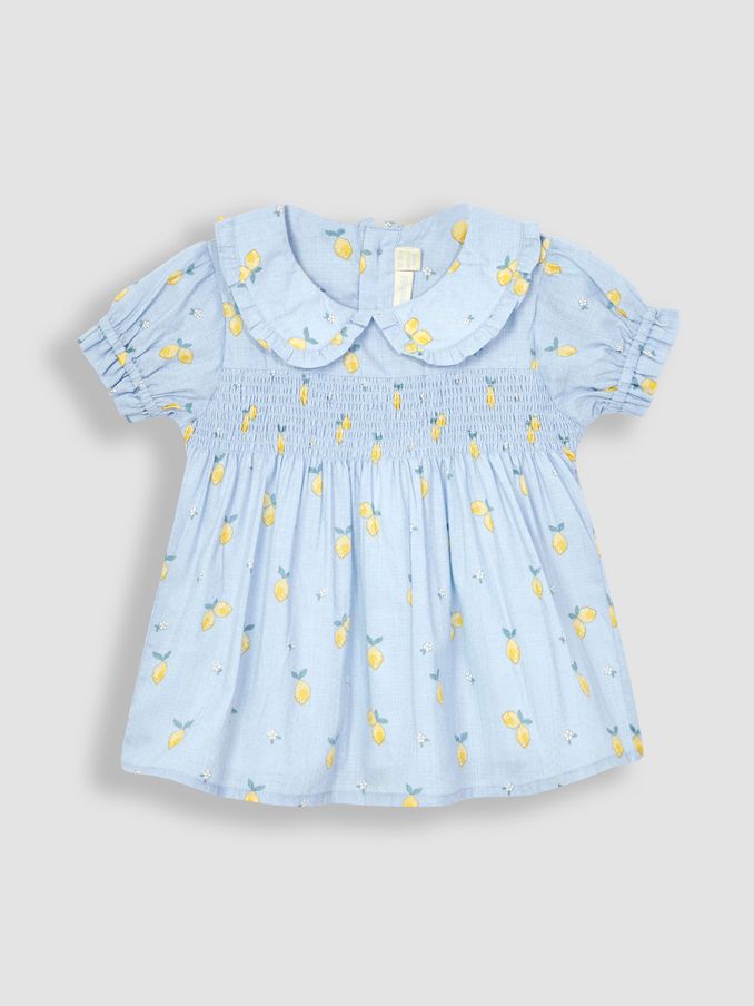 Blue Lemon Floral Peter Pan Smocked Top (Q82959) | £9