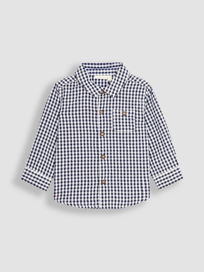Navy Gingham Long Sleeve Shirt (Q82973) | £10