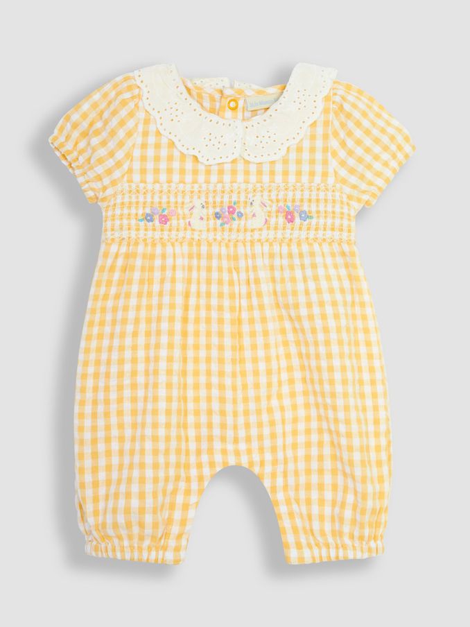 Yellow Bunny Embroidered Pretty Romper (Q82981) | £12