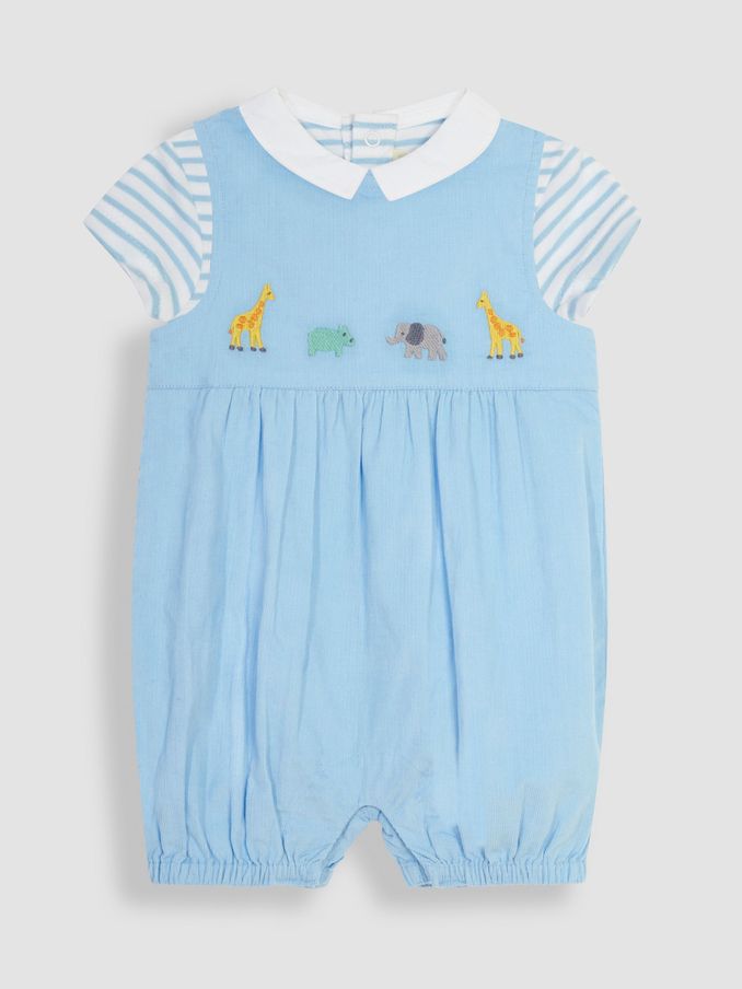 2-Piece Safari Embroidered Romper & Body Set in Blue (Q83008) | £14