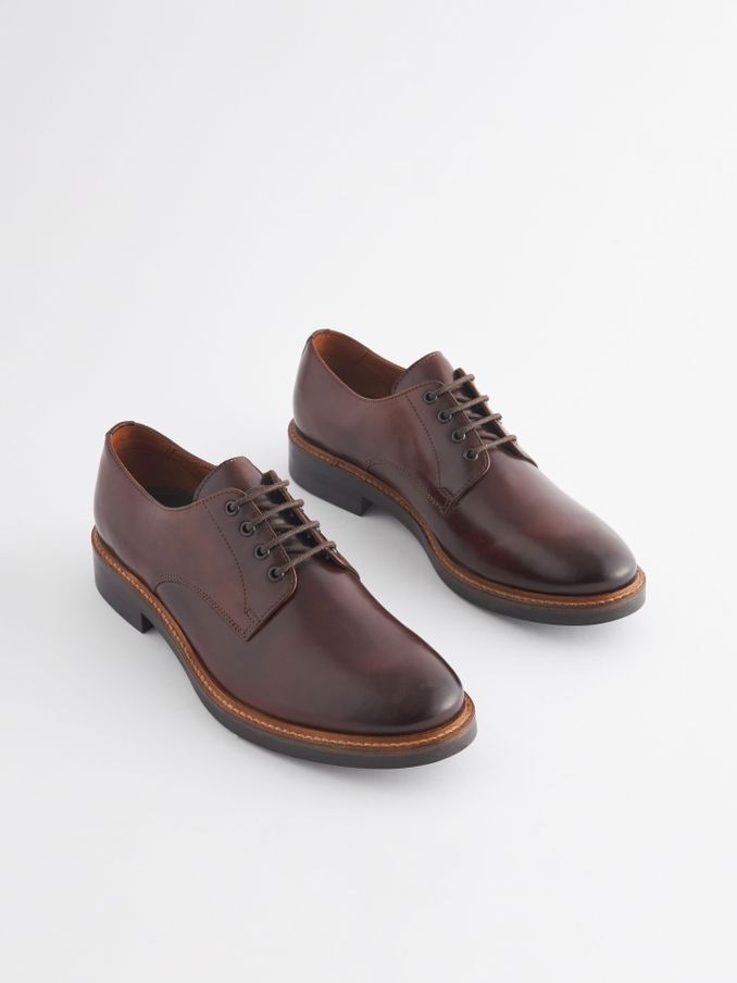 Brown Leather Classic Derby Shoes (Q83019) | £79