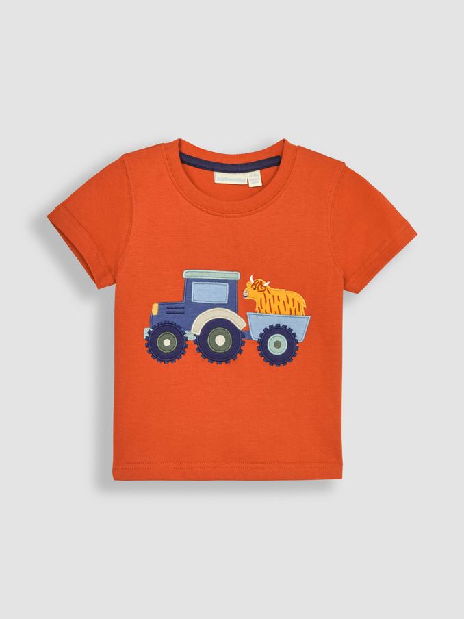 Orange Tractor & Cow Appliqué T-Shirt (Q83036) | £8