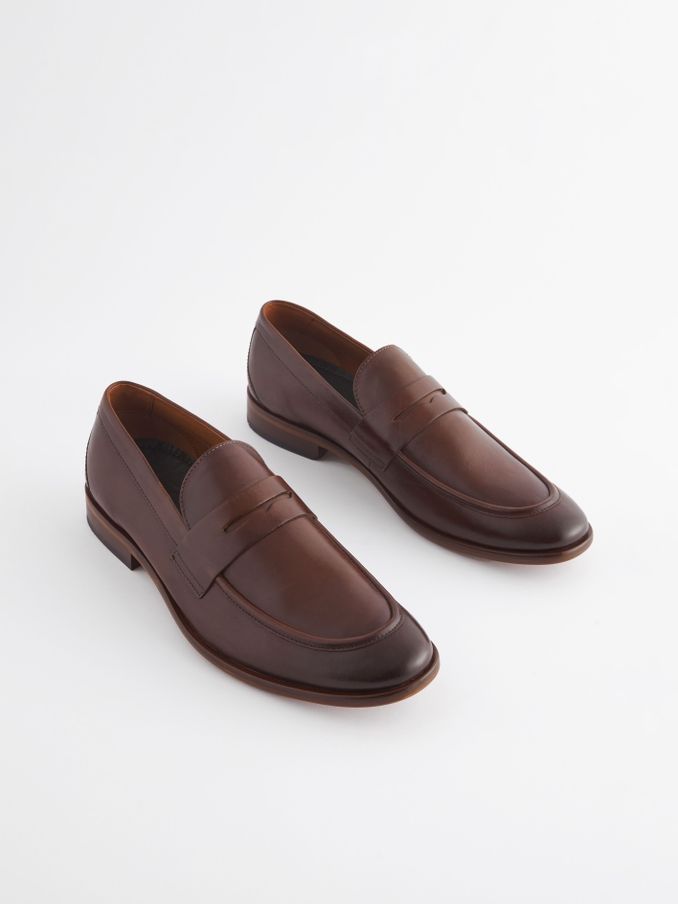Brown Leather Penny Loafers (Q83066) | £69