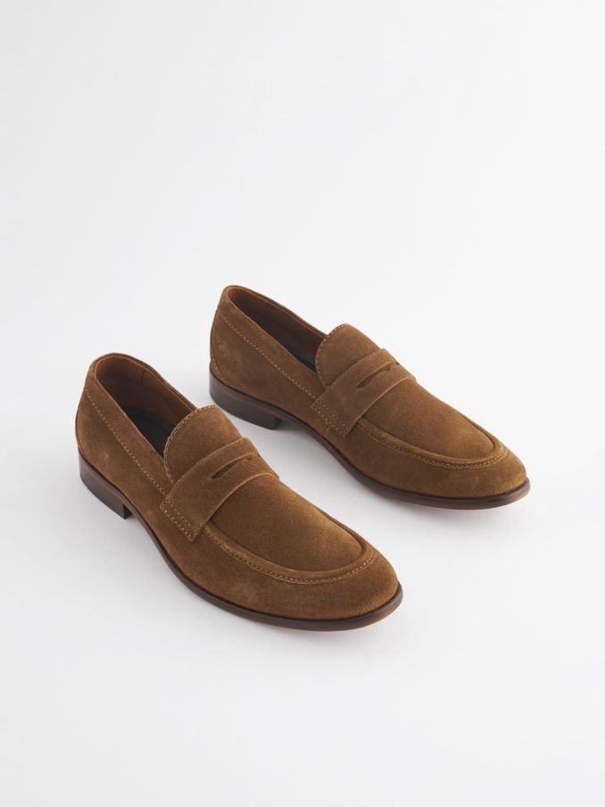 Tan Suede Penny Loafers (Q83069) | £69