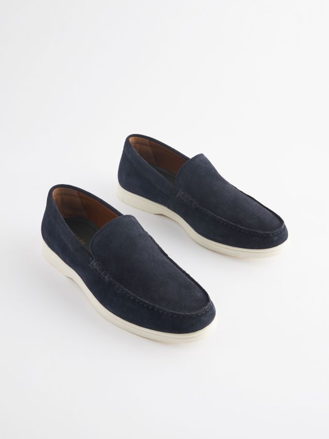 Navy Suede Apron Loafers (Q83077) | £69