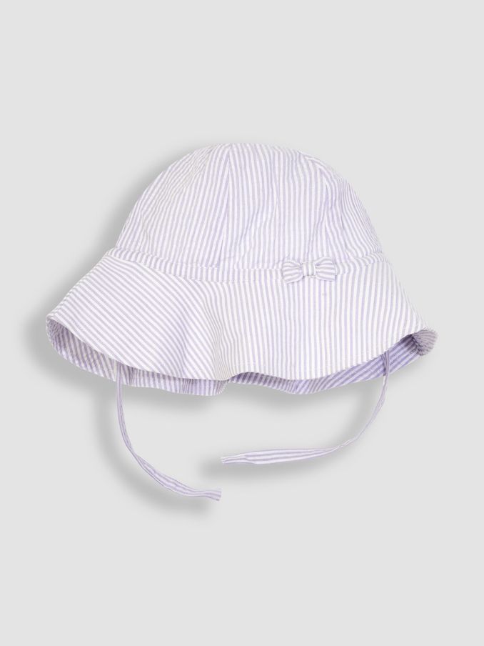 Lilac Purple Seersucker Stripe Floppy Sun Hat (Q83131) | £12
