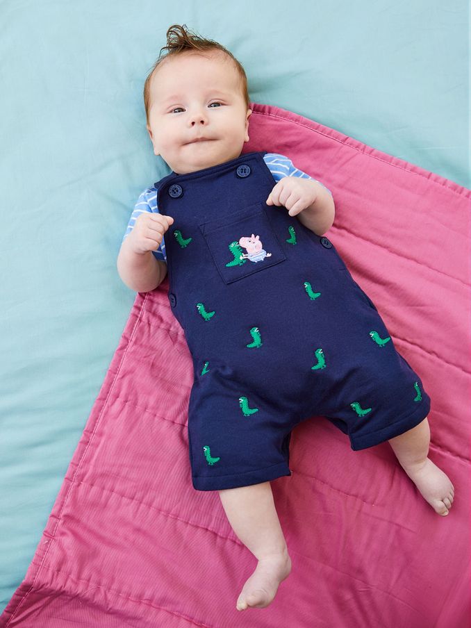 2-Piece Peppa Pig Dinosaur Dungarees & T-Shirt Set in Navy (Q83206) | £11