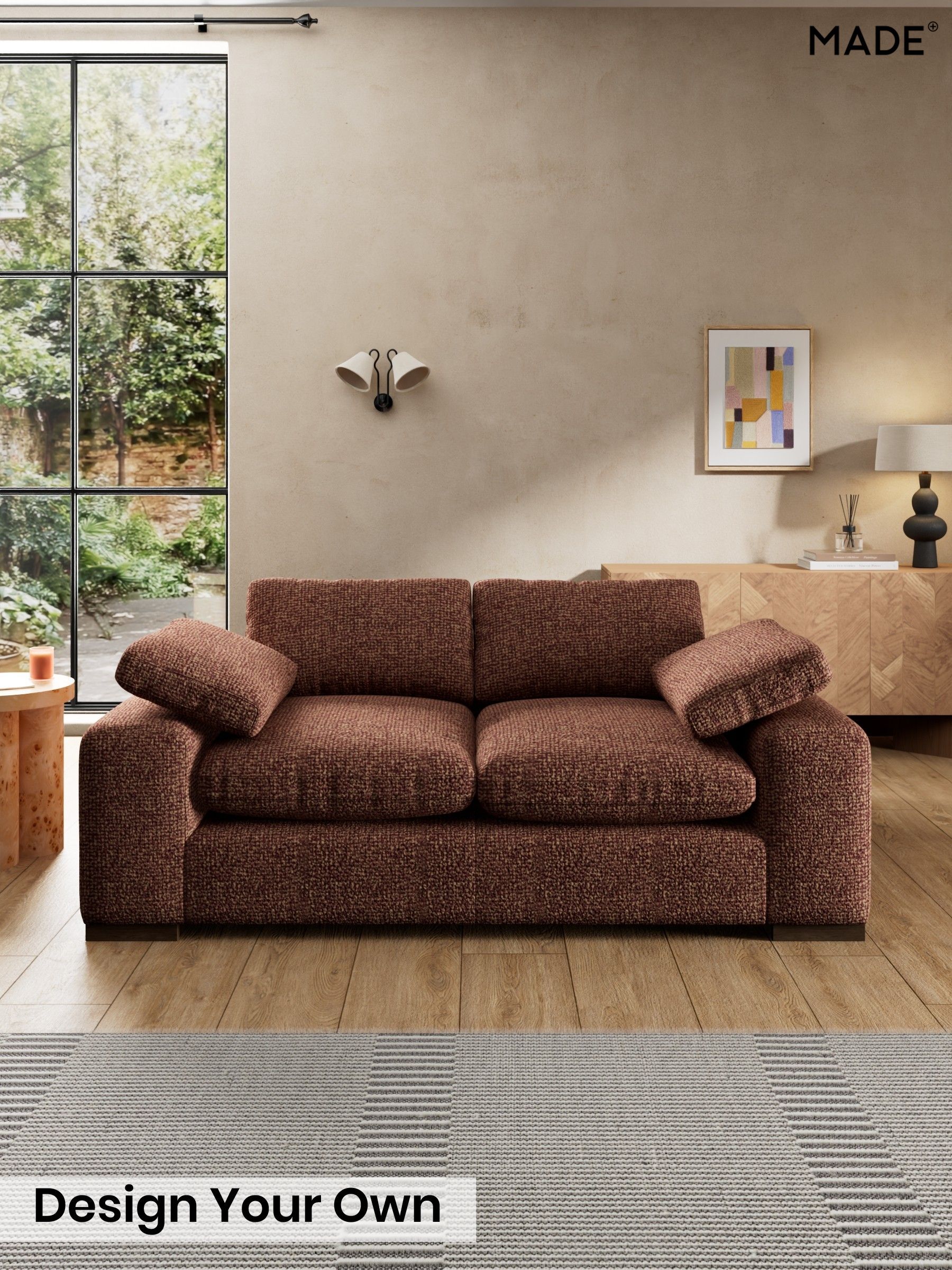 Tonal Boucle/Maroon Red and Light Caramel - Melbourne By Made