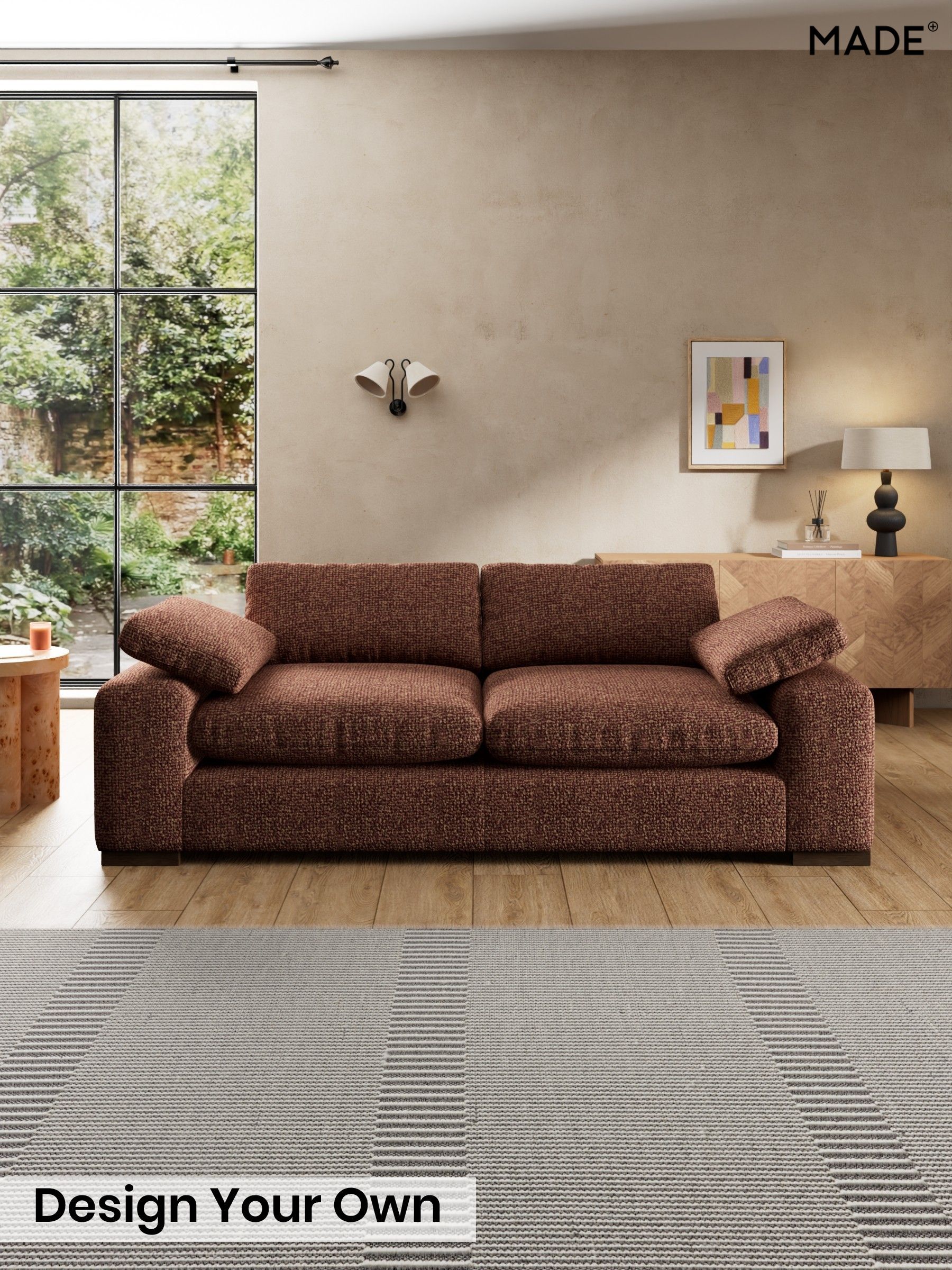 Tonal Boucle/Maroon Red and Light Caramel - Melbourne By Made