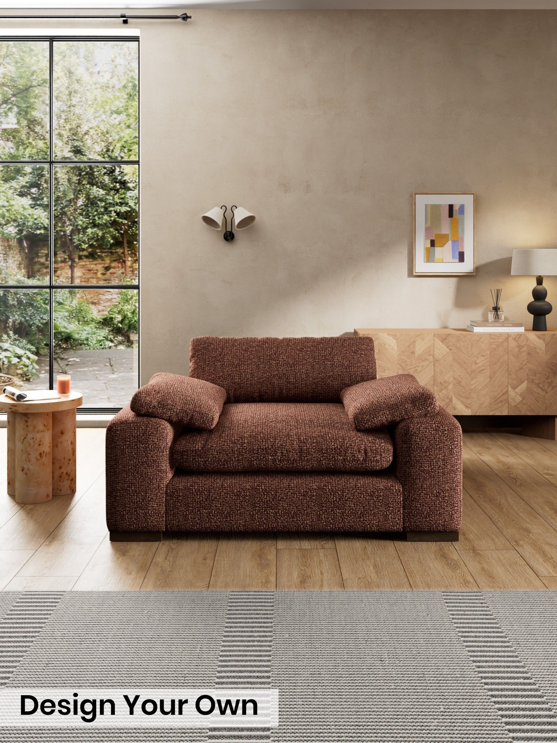 Tonal Boucle/Maroon Red and Light Caramel - Melbourne Luxe By Made