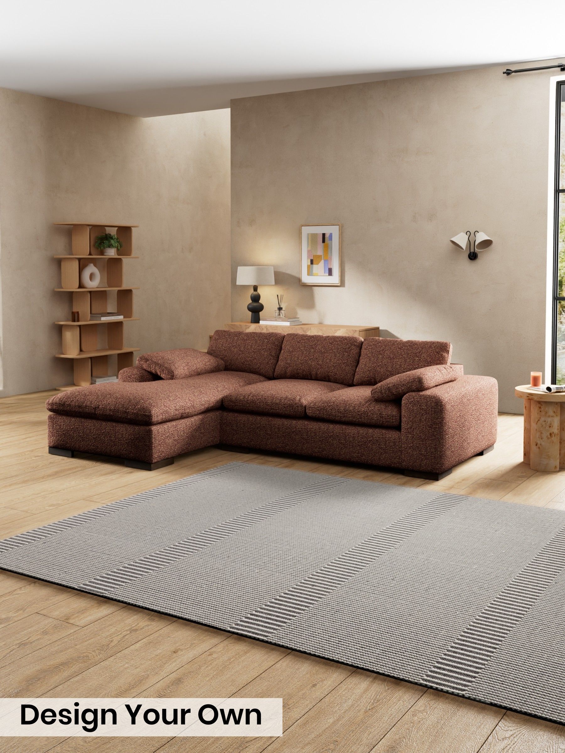 Tonal Boucle/Maroon Red and Light Caramel - Melbourne Luxe By Made