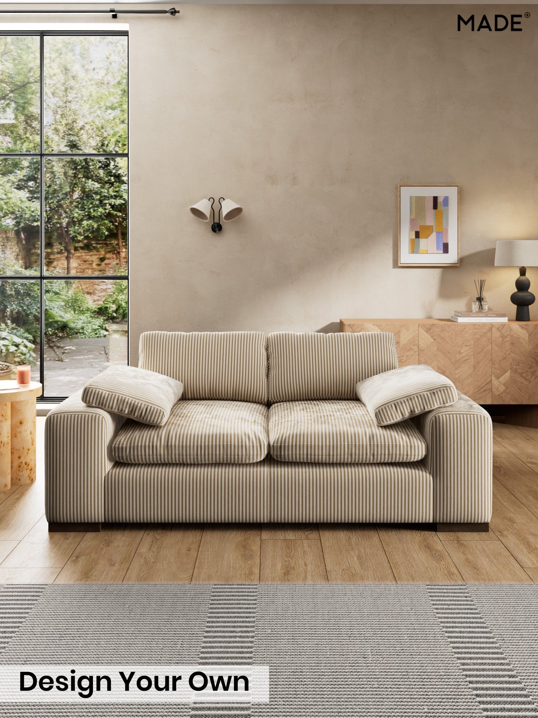 Velvet Stripe/Beige Natural - Melbourne Luxe By Made