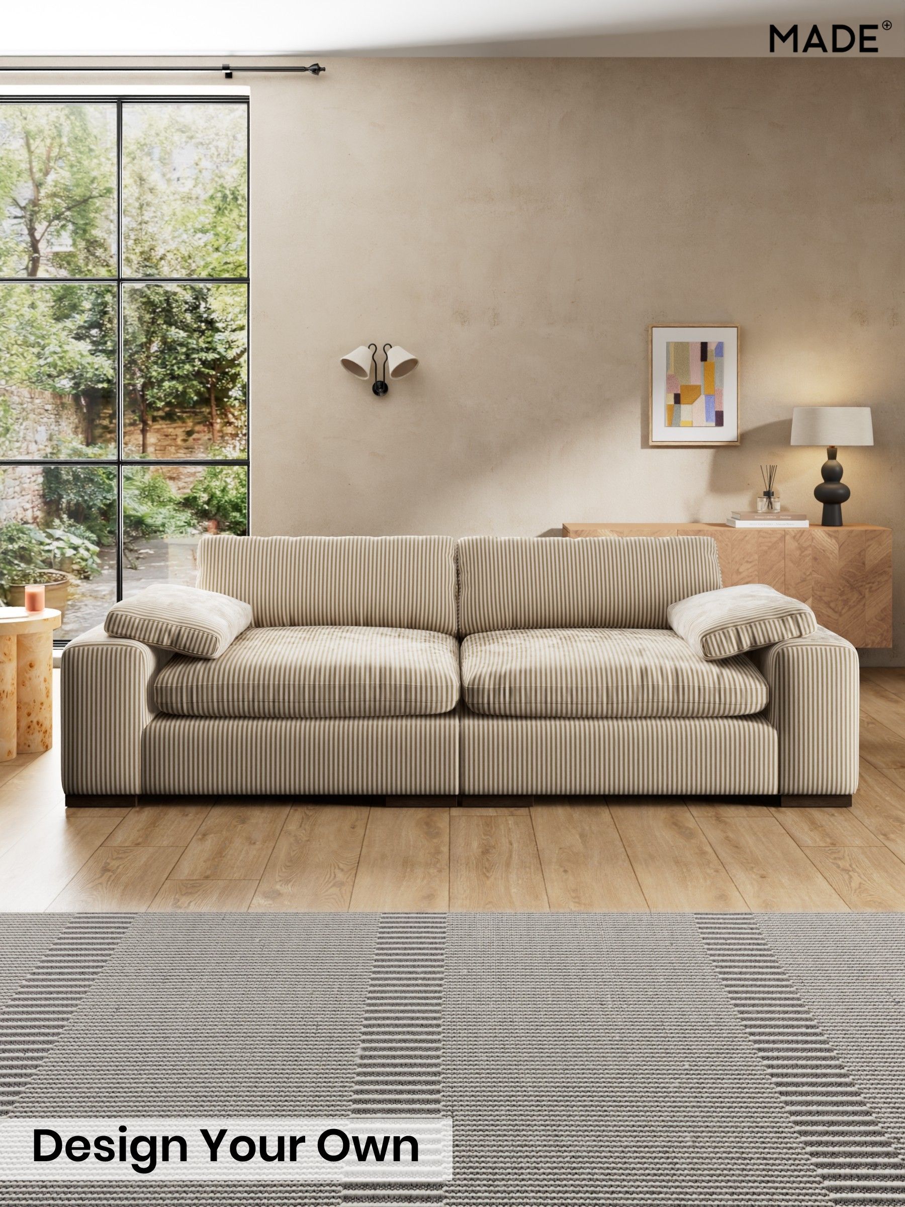 Velvet Stripe/Beige Natural - Melbourne Luxe By Made