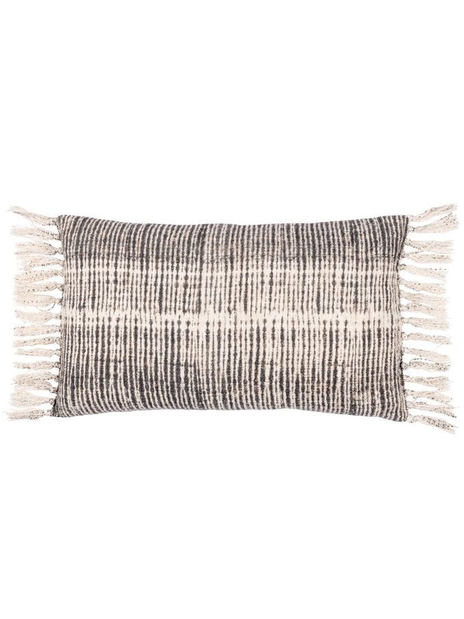 Yard Black Sono Ink Abstract Fringed Polyester Filled Cushion (Q83673) | £22