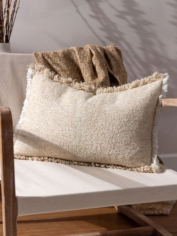 Yard Natural Beige Doze Woven Fringed Feather Filled Cushion (Q83696) | £36