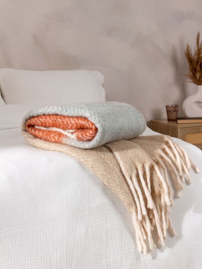 Yard Brick Red Rawton Ombre Herringbone Throw (Q83698) | £54